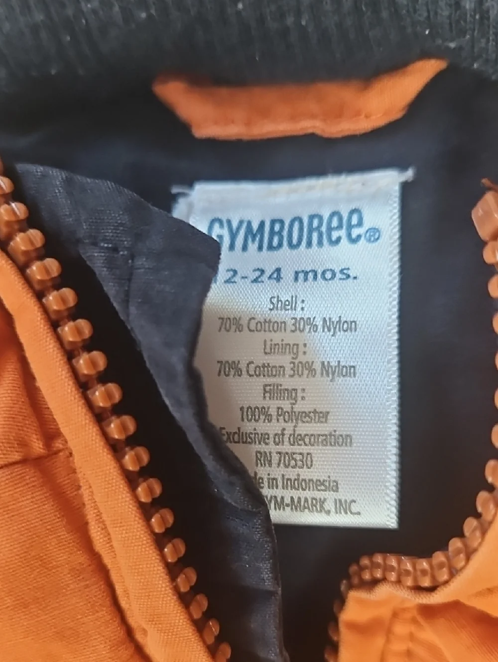 Baby Boy Football Shaped Zipper Tab Orange Puffer Vest 12 to 24 Months Mos. 12M